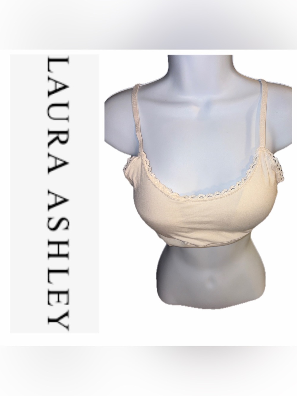Laura Ashley Soft White Lace-Trim Bralette